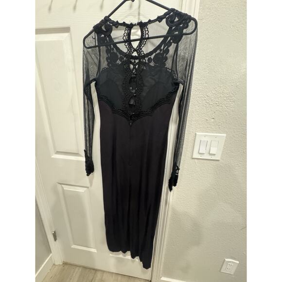 Vintage Scott McClintock Black Lace Cocktail Dress 6 Sheer Illusion